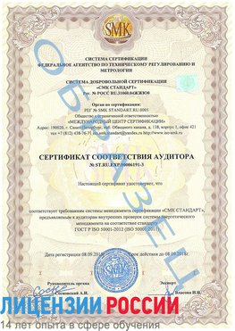 Образец сертификата соответствия аудитора №ST.RU.EXP.00006191-3 Москва Сертификат ISO 50001